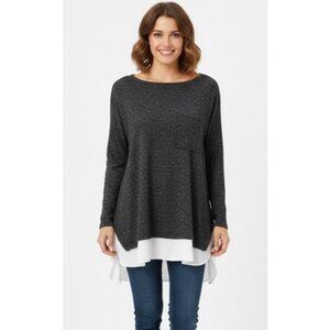 Sweaterette long sleeves dark gray white bottom plus size 3x top